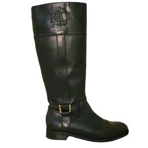 Lauren Ralph Lauren Womens Bernadine Leather Riding Boots Black 7.5